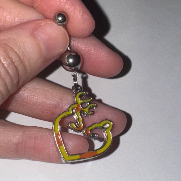 Yellow and Orange Buck and Doe Browning Dangle Belly Ring - Picture 1 of 5
